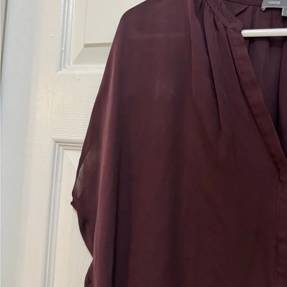 Vince Red Dolman Sleeve Blouse with Mandarin Collar - Picture 4 of 9